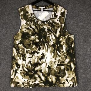 Sherry Taylor Top Womens XL Sage Tie Dye MOP Embellished Neck Lined Sleeveless